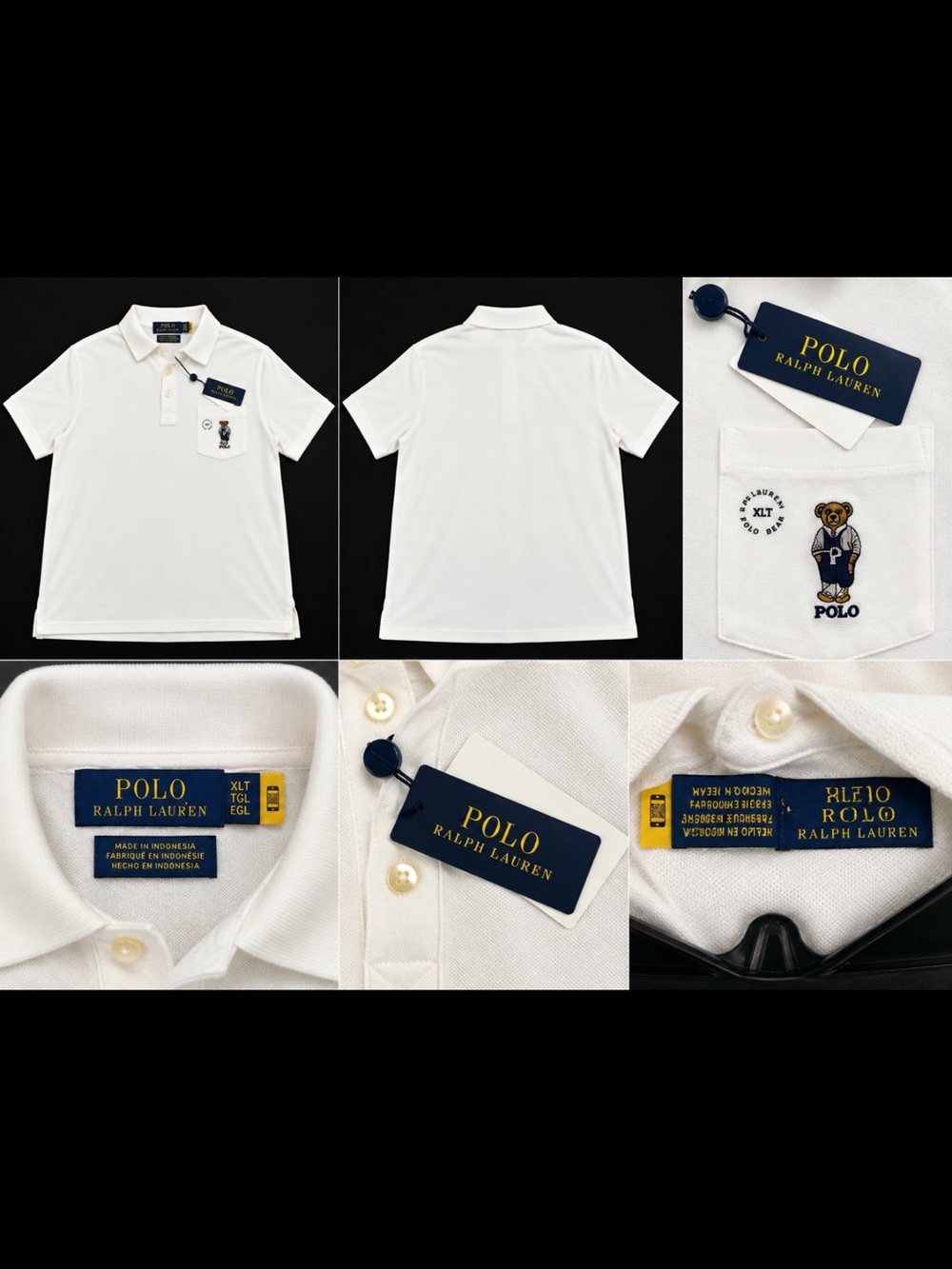 Polo by Ralph Lauren White Bear Pocket Polo Shirt with Navy Tag